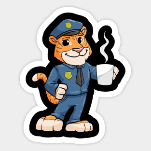 Tiger as Police officer with Police hat and Drink Sticker